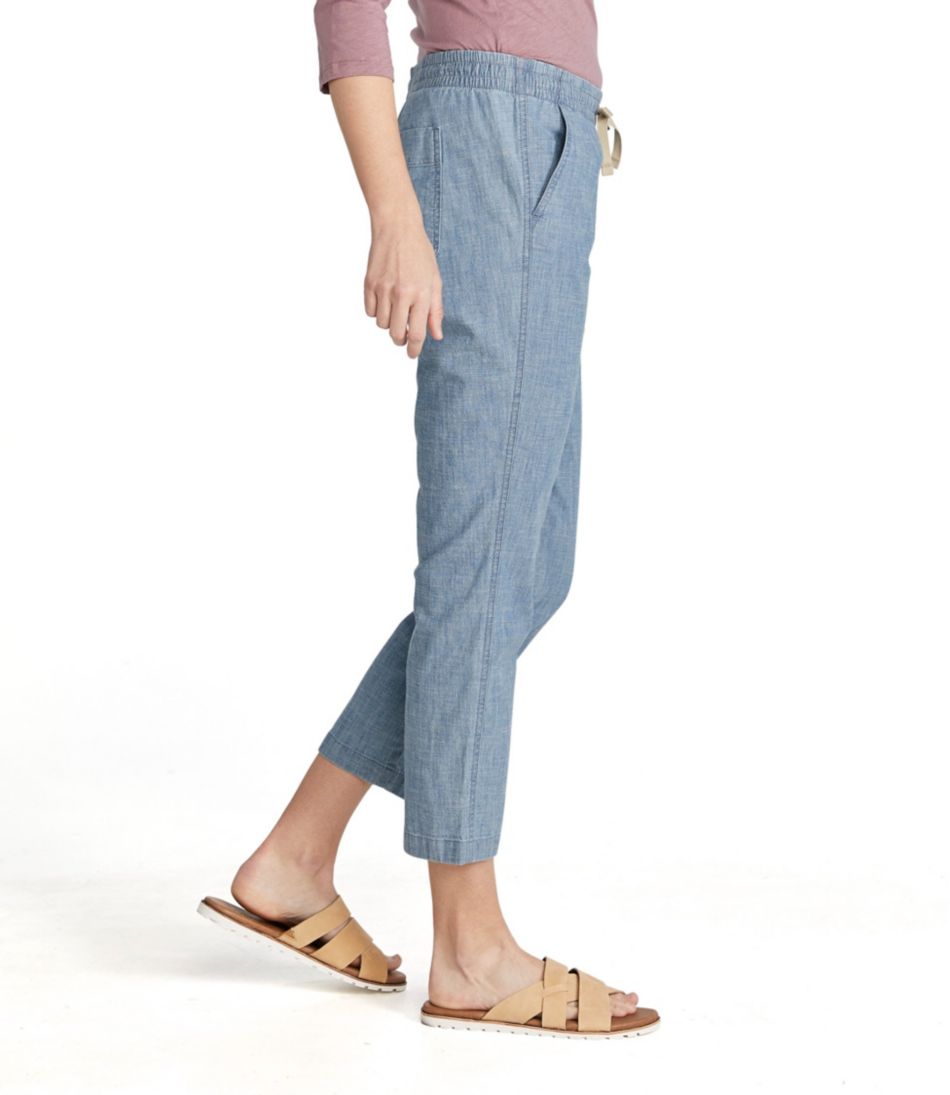 Women's Lakewashed Pull-On Chinos, Mid-Rise Chambray Ankle Pants | L.L.Bean for sale