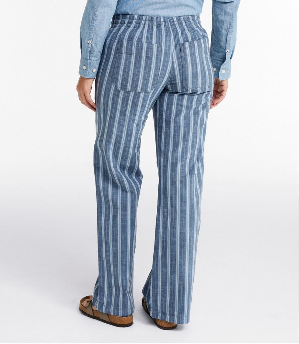 Women's Lakewashed Pull-On Chinos, Mid-Rise Wide-Leg Stripe Chambray | L.L.Bean on sale