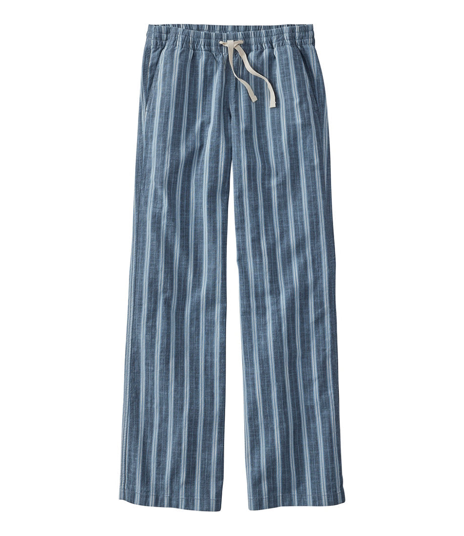 Women's Lakewashed Pull-On Chinos, Mid-Rise Wide-Leg Stripe Chambray | L.L.Bean on sale