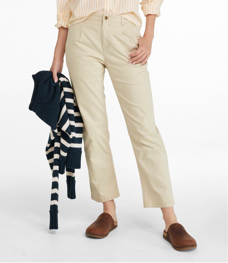 Women's Signature Easy-Cotton Pleated Chinos, Ankle | L.L.Bean discount