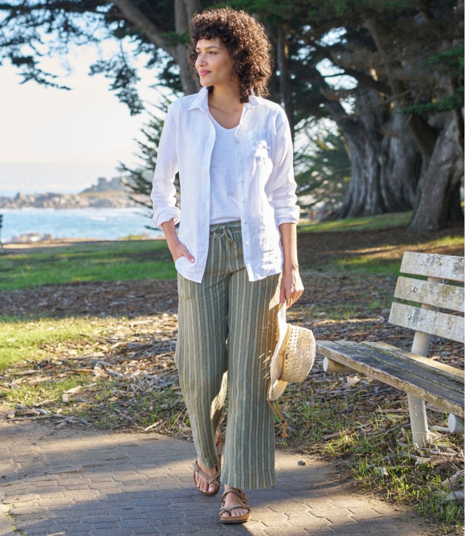 Women's Premium Washable Linen Pull-On Pants, Stripe | L.L.Bean for sale