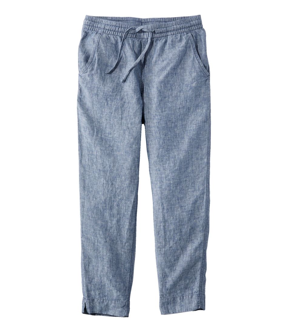 Women's Premium Linen Pull-On Ankle Pants, Mid-Rise Tapered-Leg | L.L.Bean sale