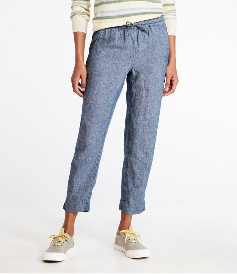 Women's Premium Linen Pull-On Ankle Pants, Mid-Rise Tapered-Leg | L.L.Bean sale