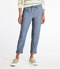 Women's Premium Linen Pull-On Ankle Pants, Mid-Rise Tapered-Leg | L.L.Bean sale