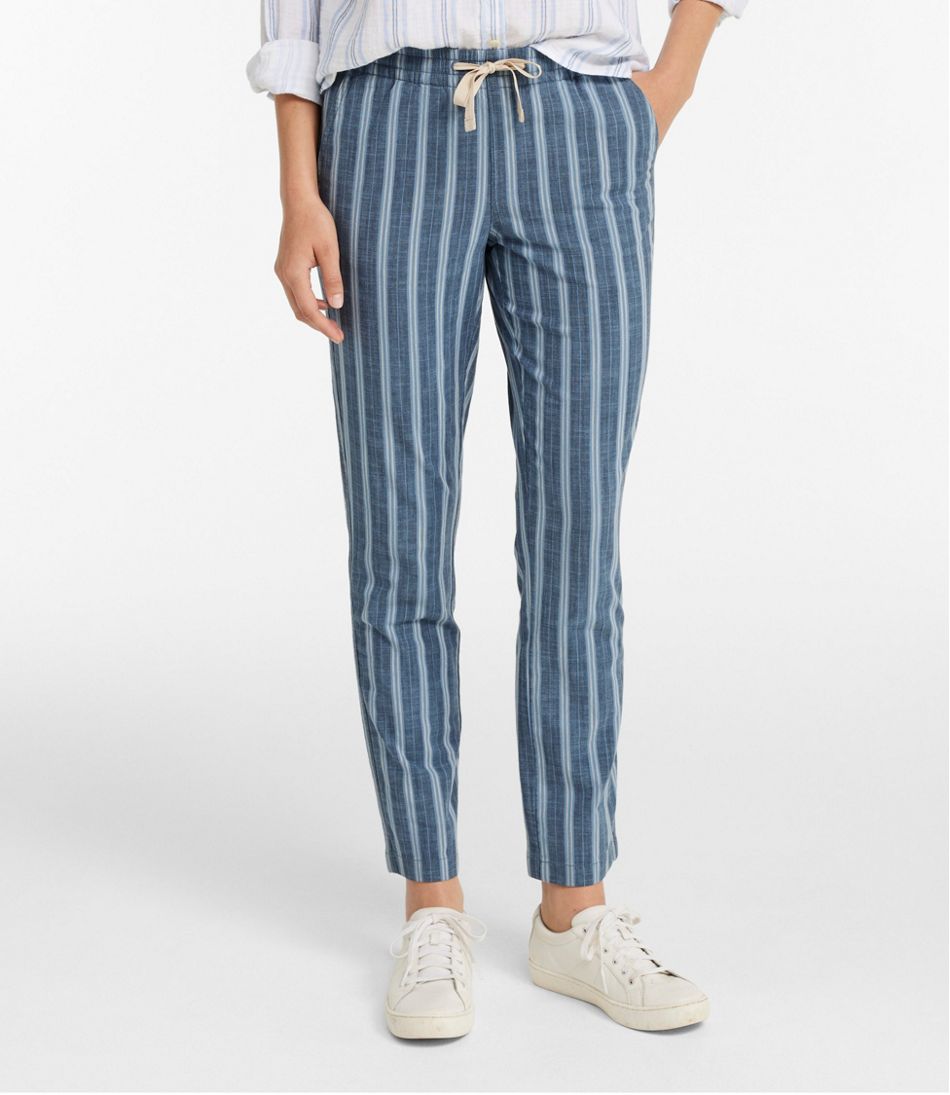 Women's Lakewashed Pull-On Chinos, Mid-Rise Tapered-Leg Chambray Ankle Pants | L.L.Bean online