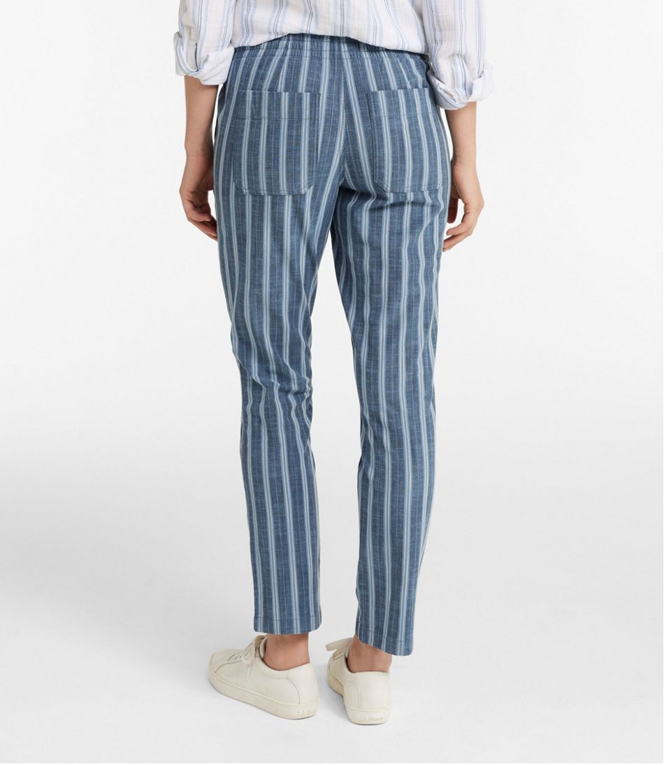 Women's Lakewashed Pull-On Chinos, Mid-Rise Tapered-Leg Chambray Ankle Pants | L.L.Bean online