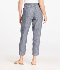 Women's Premium Linen Pull-On Ankle Pants, Mid-Rise Tapered-Leg Stripe | L.L.Bean sale