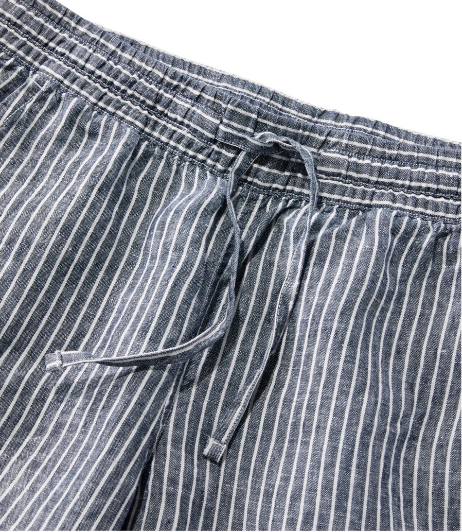 Women's Premium Linen Pull-On Ankle Pants, Mid-Rise Tapered-Leg Stripe | L.L.Bean sale