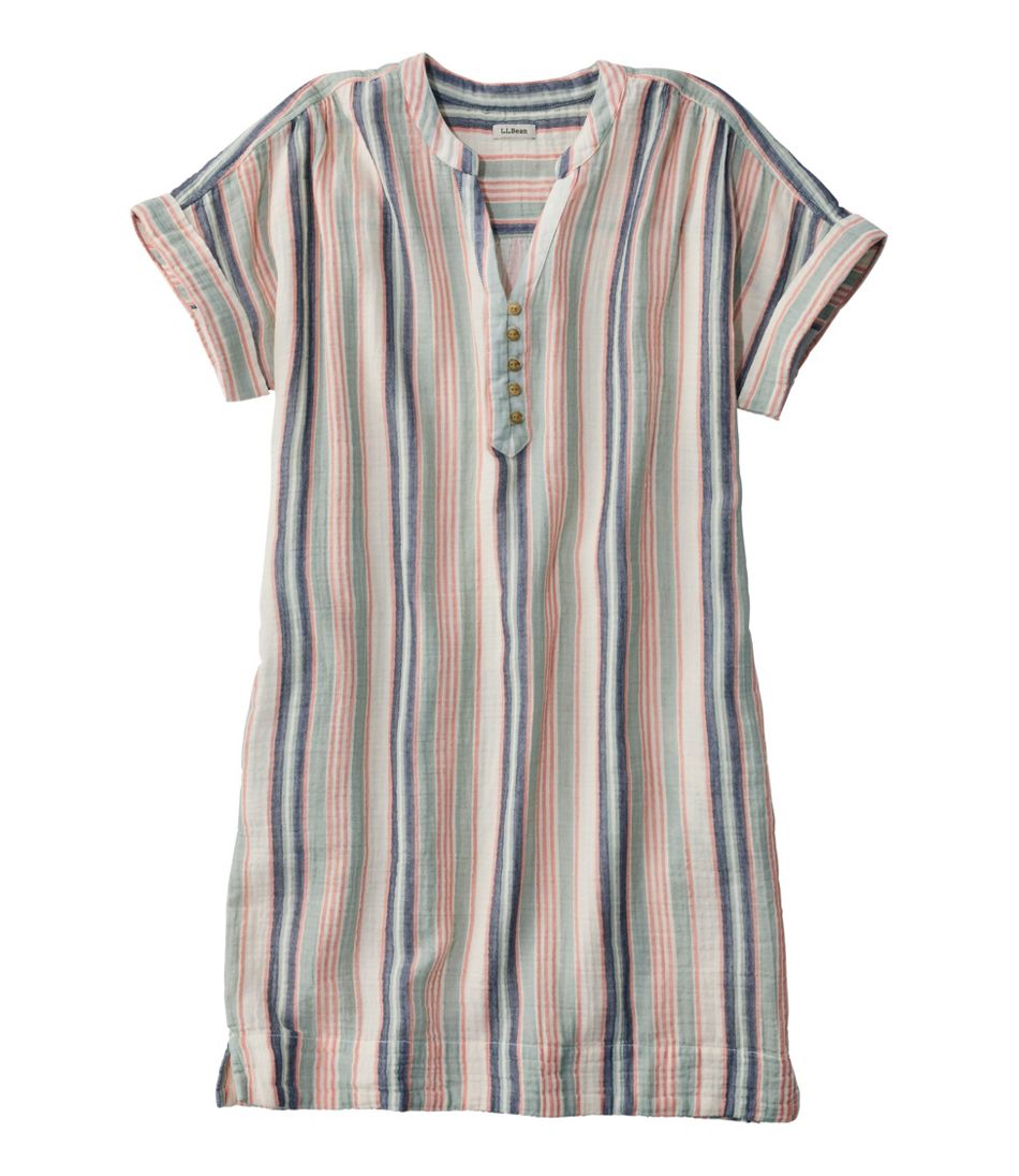 Women's Cloud Gauze Short-Sleeve Shift Dress, Stripe | L.L.Bean on sale