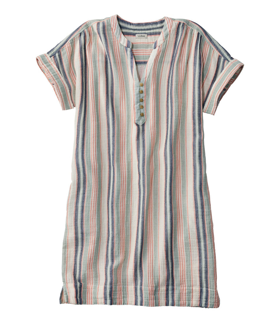 Women's Cloud Gauze Short-Sleeve Shift Dress, Stripe | L.L.Bean on sale