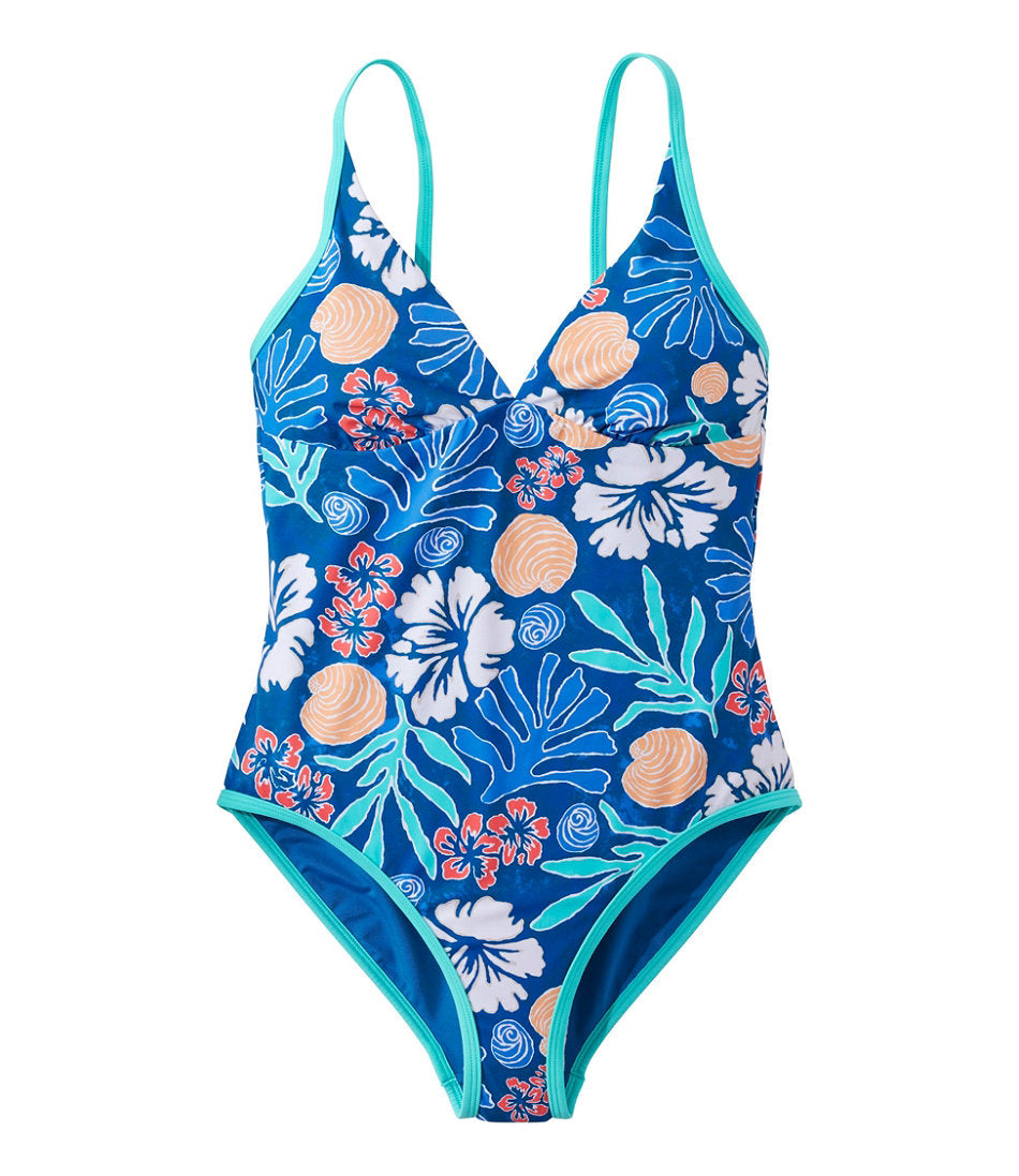 Women's Coastal Essentials Swimwear, V-Neck Tanksuit Print | L.L.Bean outlet