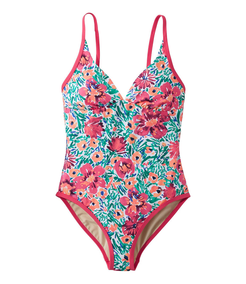 Women's Coastal Essentials Swimwear, V-Neck Tanksuit Print | L.L.Bean outlet
