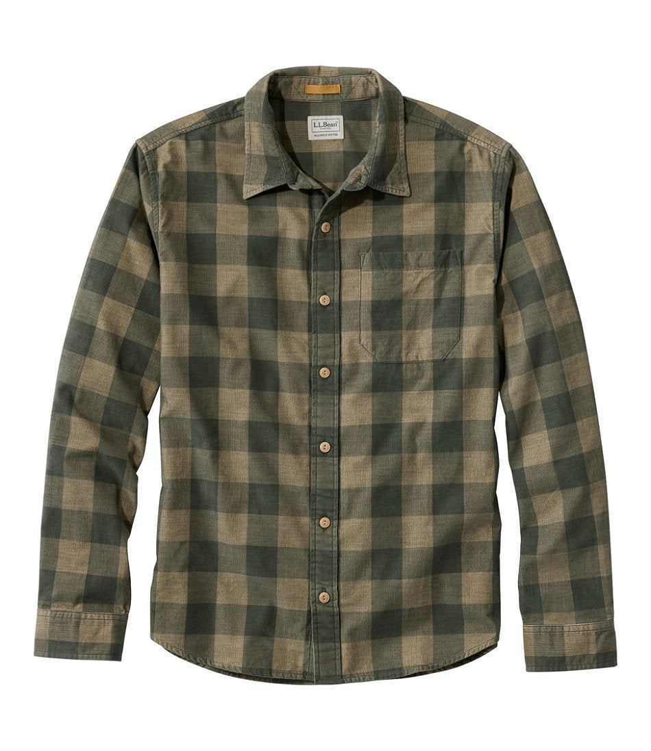 Men's Sunwashed Corduroy Shirt, Slightly Fitted Untucked Fit, Plaid | L.L.Bean discount