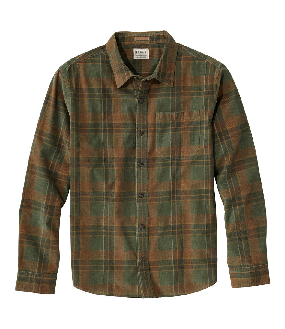 Men's Sunwashed Corduroy Shirt, Slightly Fitted Untucked Fit, Plaid | L.L.Bean discount