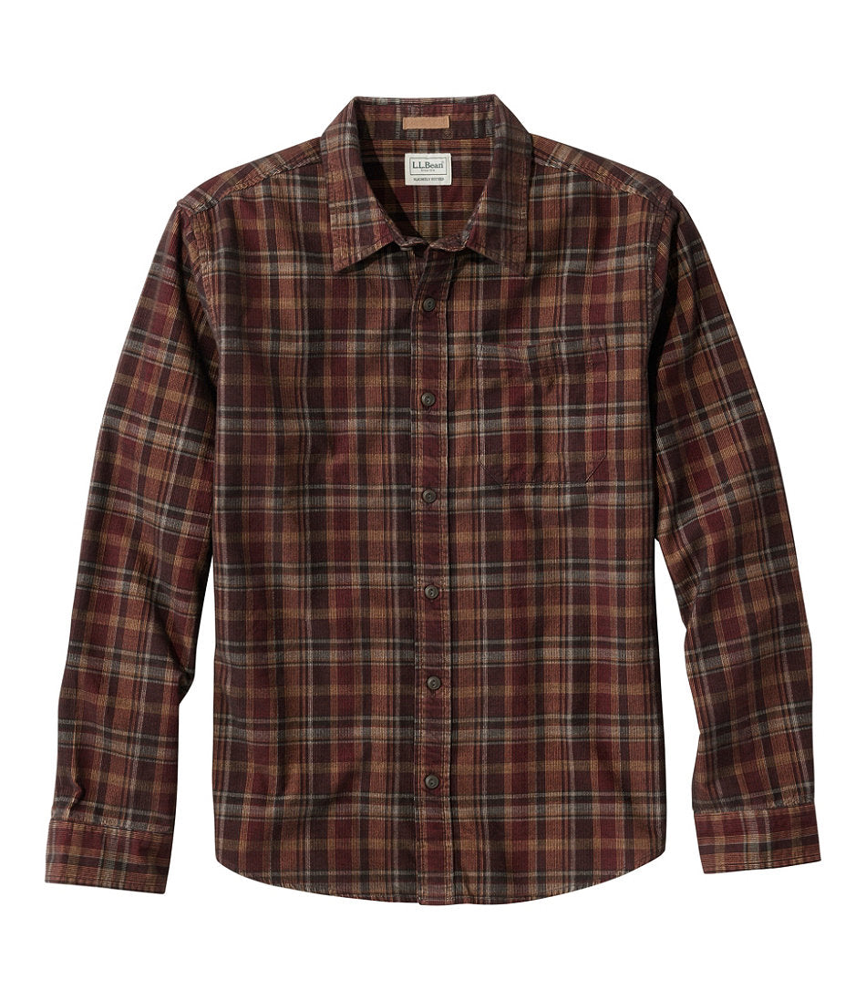 Men's Sunwashed Corduroy Shirt, Slightly Fitted Untucked Fit, Plaid | L.L.Bean discount