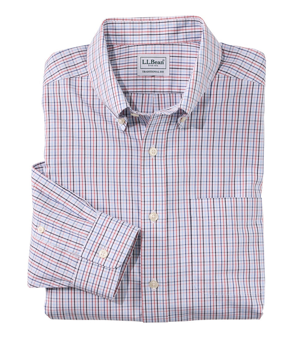 Men's Wrinkle-Free Pinpoint Oxford Cloth Shirt, Traditional Fit Tattersall | L.L.Bean sale