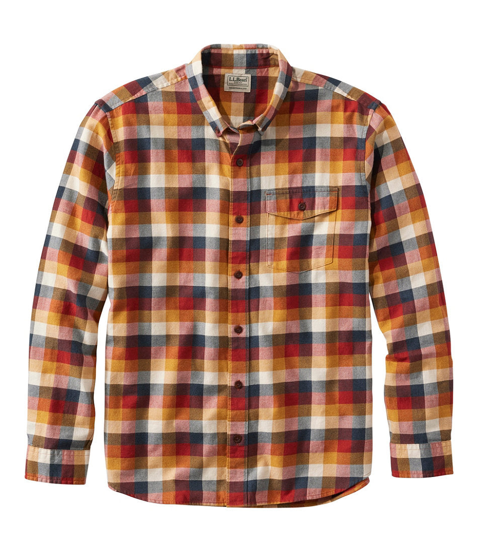 Men's Brushed Jaspé Twill Shirt, Plaid, Traditional Untucked Fit | L.L.Bean outlet