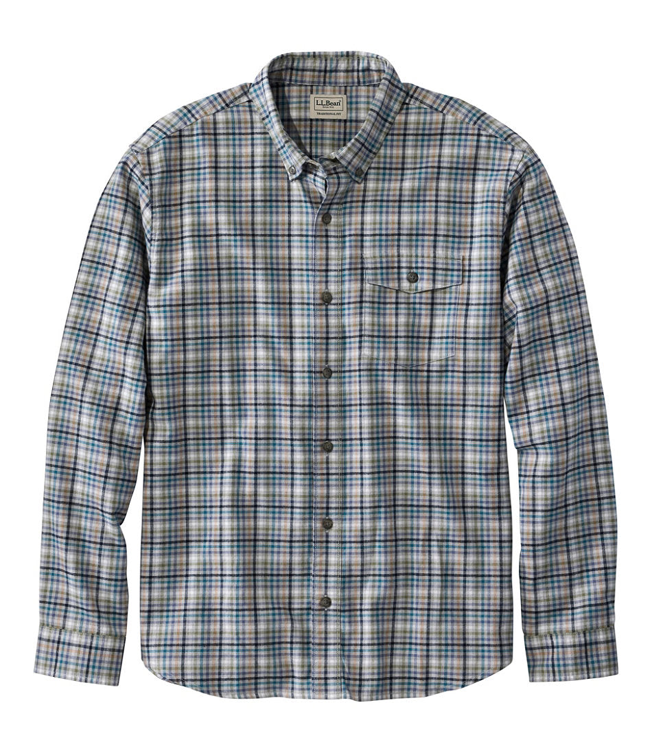 Men's Brushed Jaspé Twill Shirt, Plaid, Traditional Untucked Fit | L.L.Bean outlet