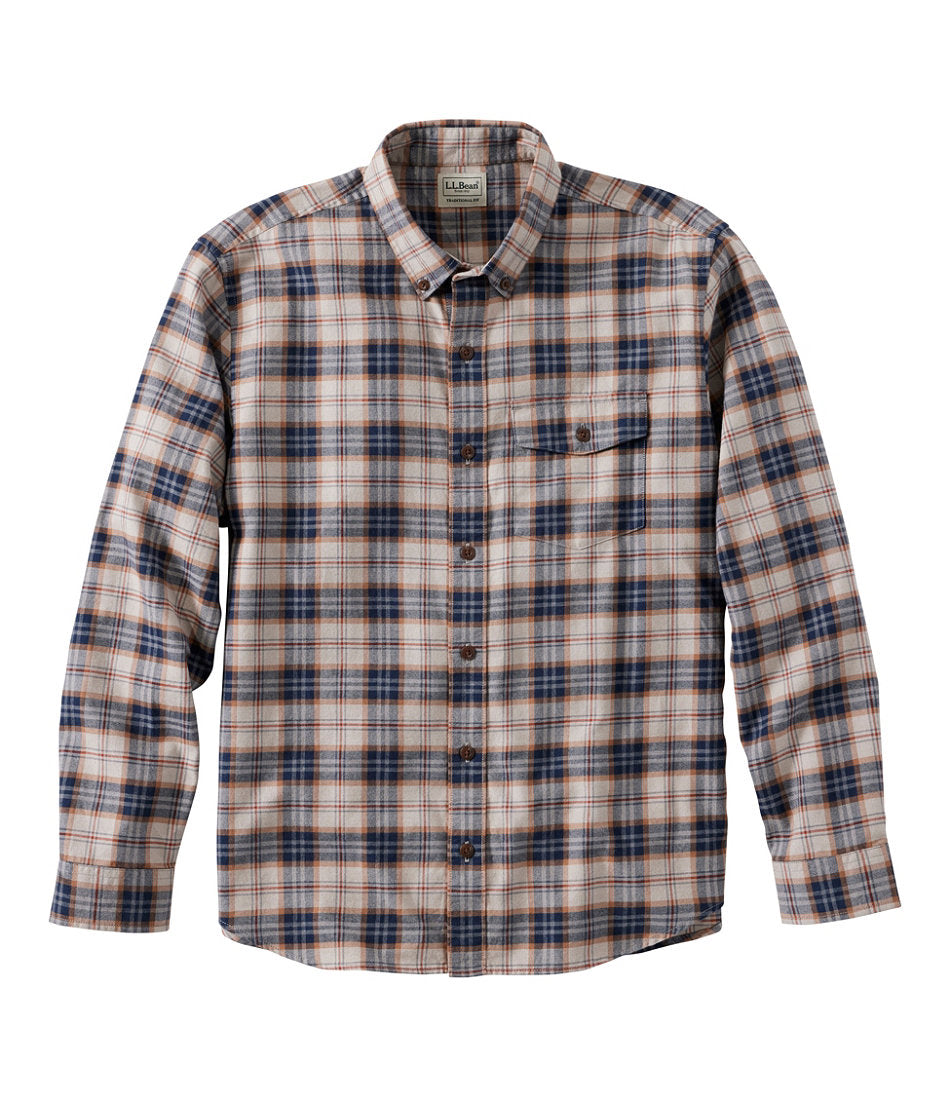 Men's Brushed Jaspé Twill Shirt, Plaid, Traditional Untucked Fit | L.L.Bean outlet