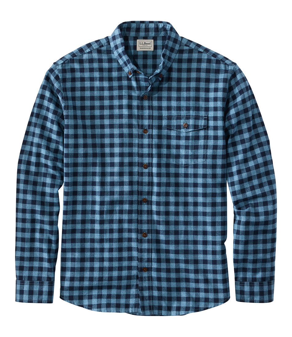 Men's Brushed Jaspé Twill Shirt, Plaid, Traditional Untucked Fit | L.L.Bean outlet