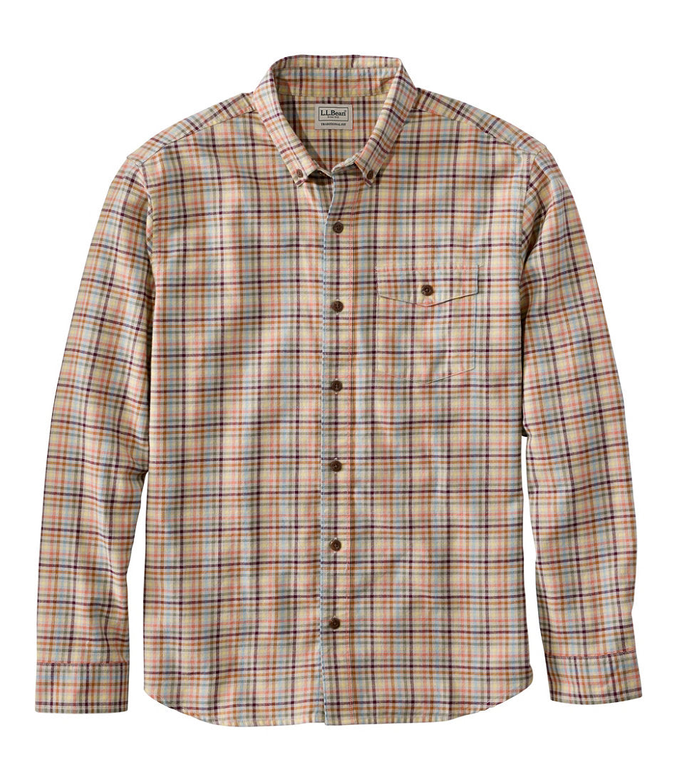 Men's Brushed Jaspé Twill Shirt, Plaid, Traditional Untucked Fit | L.L.Bean outlet