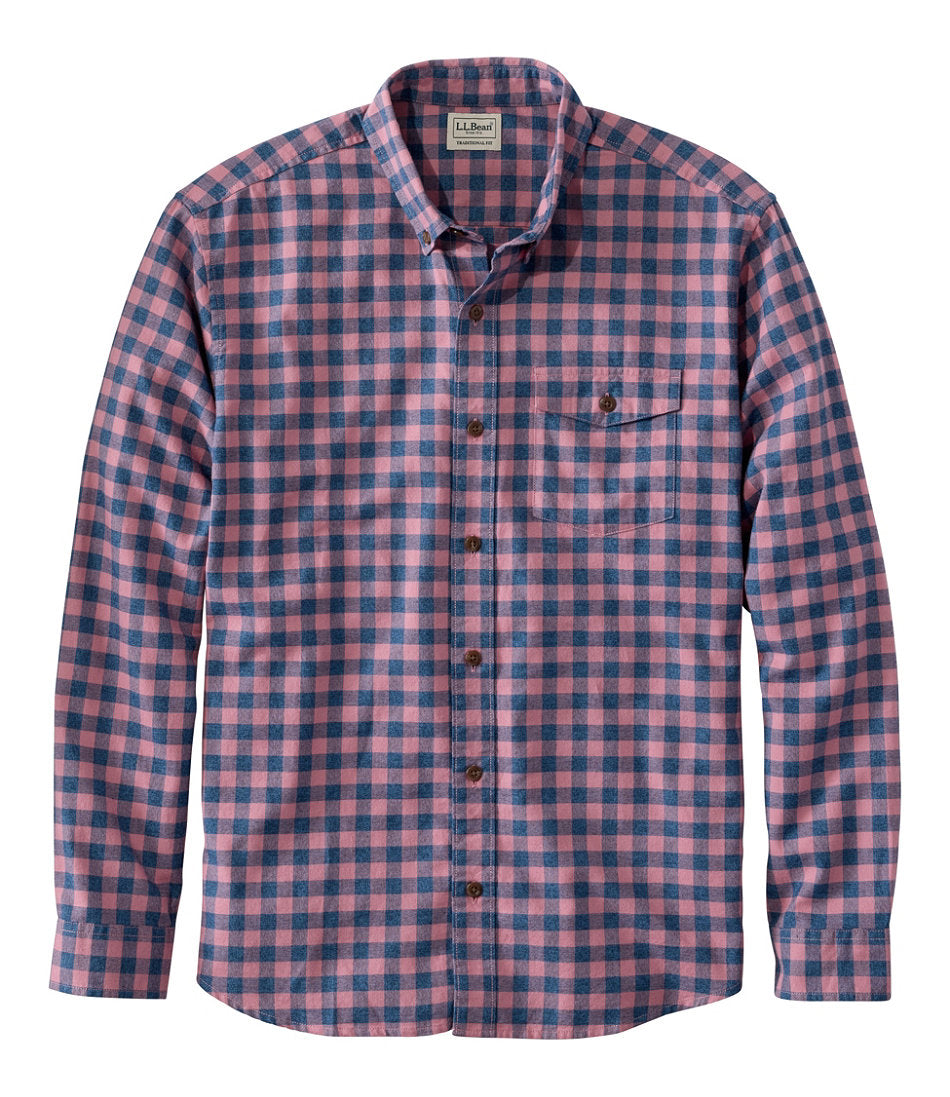 Men's Brushed Jaspé Twill Shirt, Plaid, Traditional Untucked Fit | L.L.Bean outlet