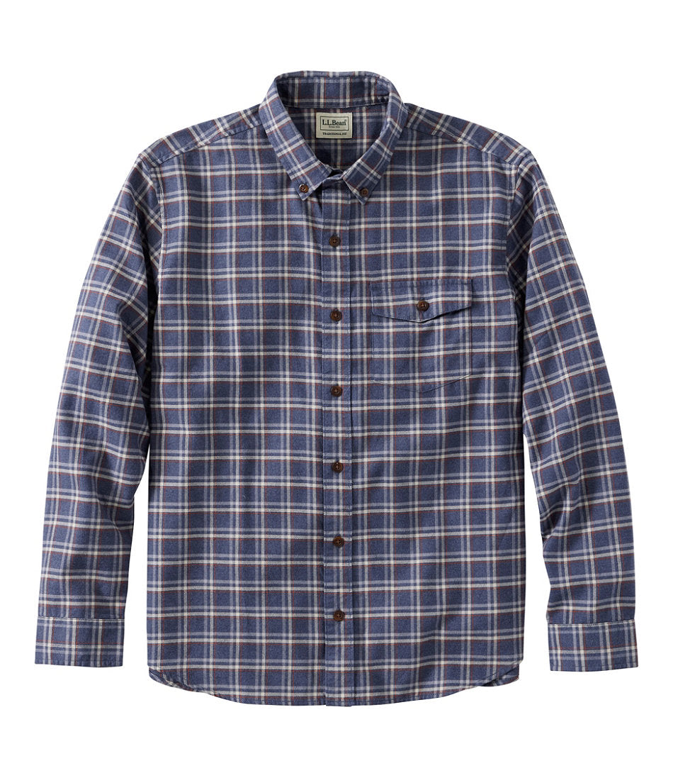 Men's Brushed Jaspé Twill Shirt, Plaid, Traditional Untucked Fit | L.L.Bean outlet
