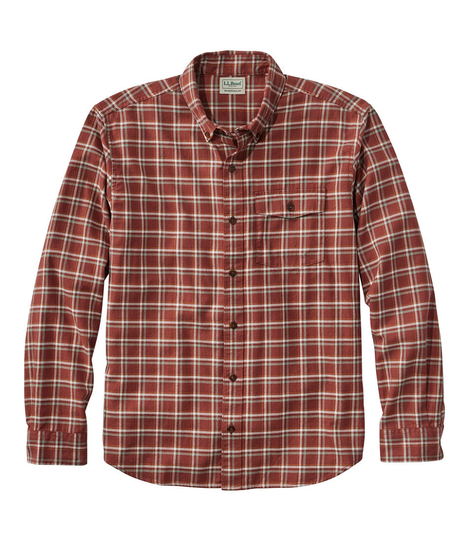 Men's Brushed Jaspé Twill Shirt, Plaid, Traditional Untucked Fit | L.L.Bean outlet