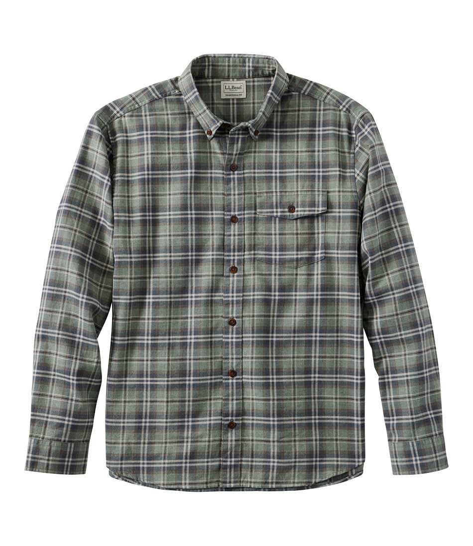 Men's Brushed Jaspé Twill Shirt, Plaid, Traditional Untucked Fit | L.L.Bean outlet