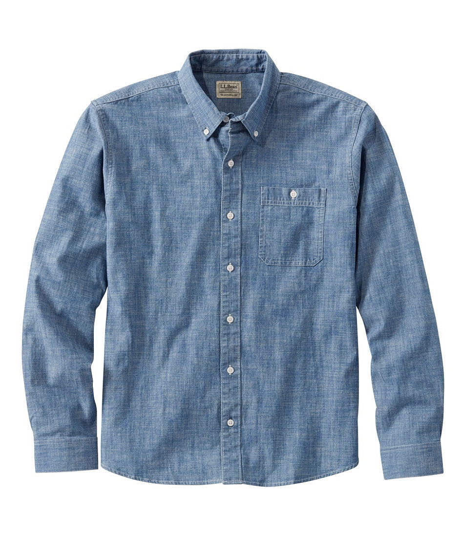 Men's Comfort Stretch® Chambray Shirt, Traditional Untucked Fit, Long-Sleeve | L.L.Bean online