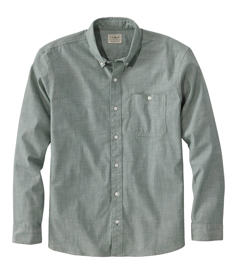 Men's Comfort Stretch® Chambray Shirt, Traditional Untucked Fit, Long-Sleeve | L.L.Bean online