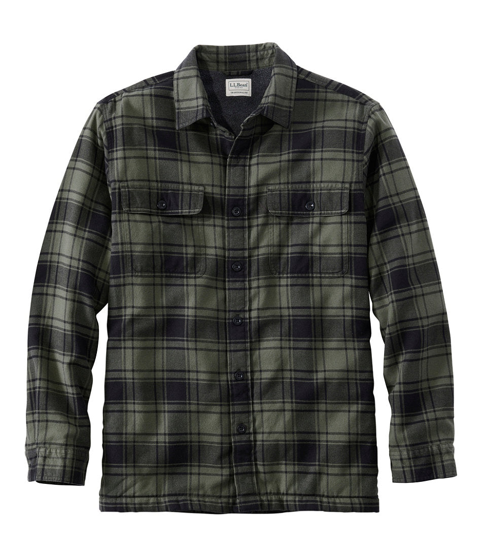 Men's Fleece-Lined Flannel Shirt, Traditional Fit | L.L.Bean outlet