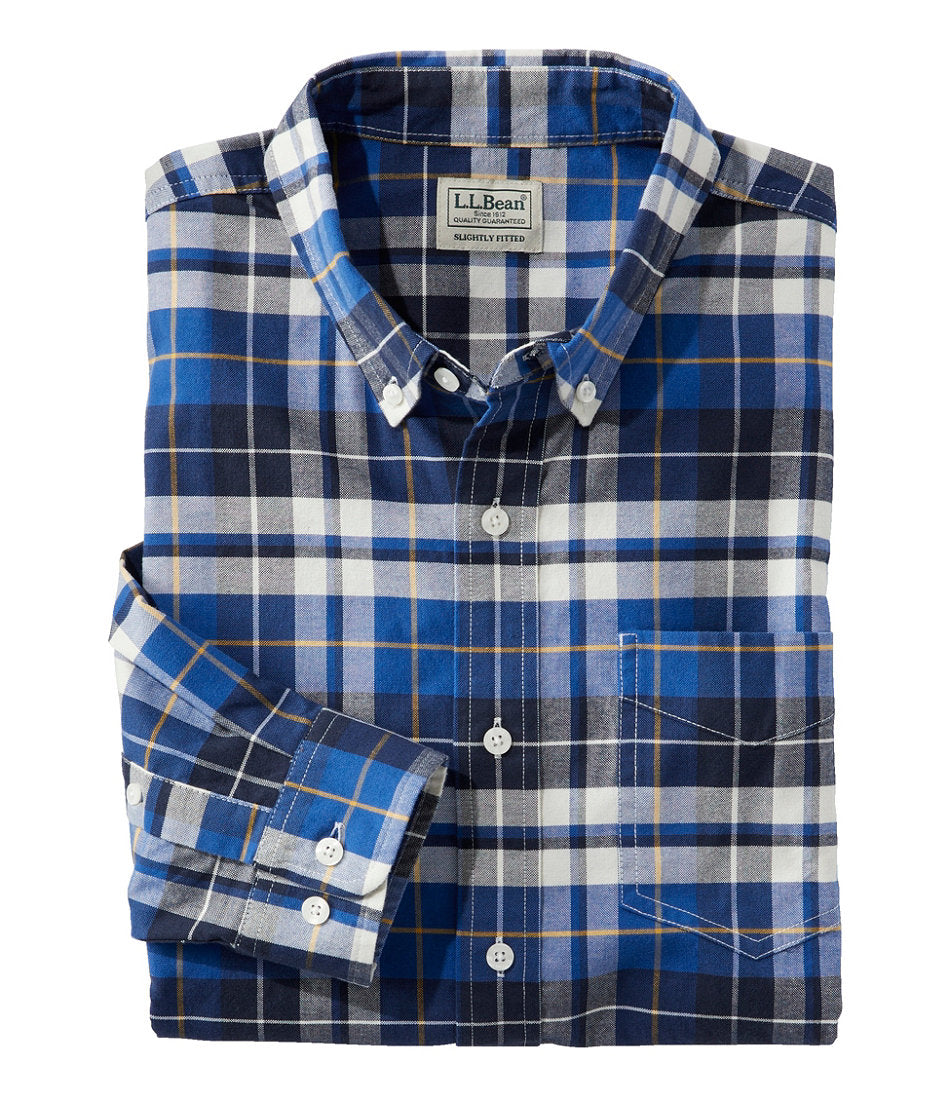 Men's Comfort Stretch® Oxford Shirt, Slightly Fitted Untucked Fit, Plaid | L.L.Bean sale