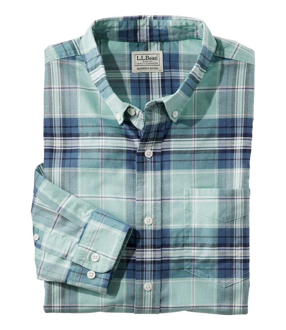 Men's Comfort Stretch® Oxford Shirt, Slightly Fitted Untucked Fit, Plaid | L.L.Bean sale