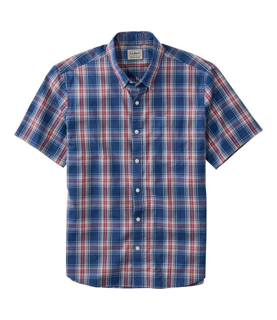 Men's Comfort Stretch Performance® Shirt, Short-Sleeve, Slightly Fitted Untucked Fit, Plaid | L.L.Bean for sale