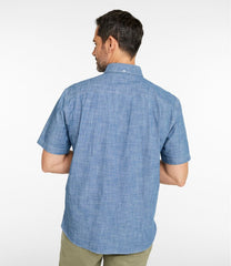 Men's Comfort Stretch® Chambray Shirt, Traditional Untucked Fit, Short-Sleeve | L.L.Bean on sale