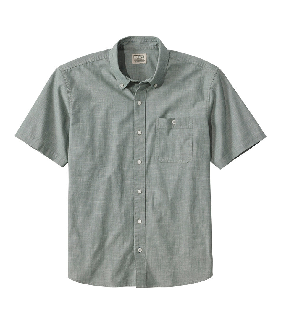 Men's Comfort Stretch® Chambray Shirt, Traditional Untucked Fit, Short-Sleeve | L.L.Bean on sale