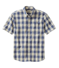 Men's Comfort Stretch® Chambray Shirt, Traditional Untucked Fit, Short-Sleeve, Plaid | L.L.Bean online