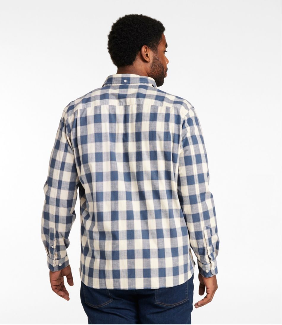 Men's Comfort Stretch® Chambray Shirt, Long-Sleeve, Slightly Fitted Untucked Fit, Plaid | L.L.Bean outlet