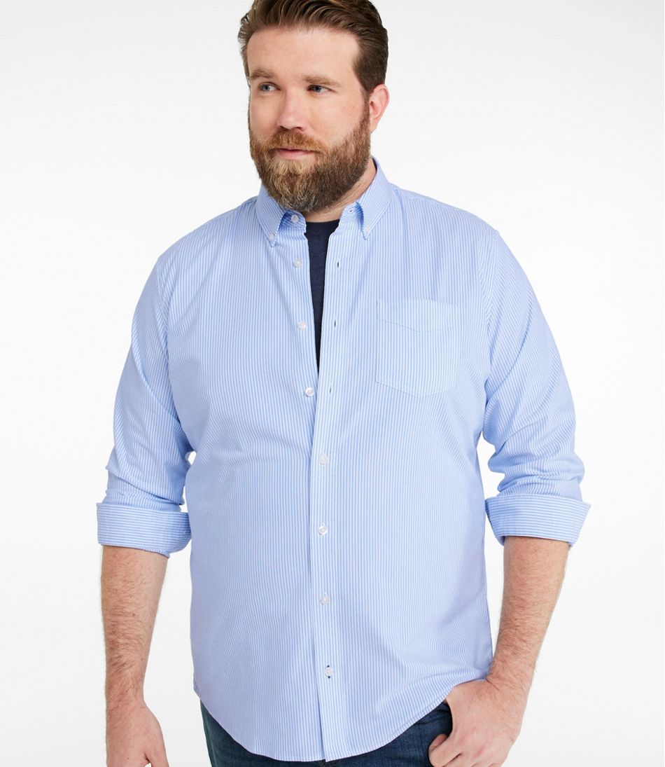 Men's Comfort Stretch Oxford Shirt, Slightly Fitted Untucked Fit, Stripe | L.L.Bean online