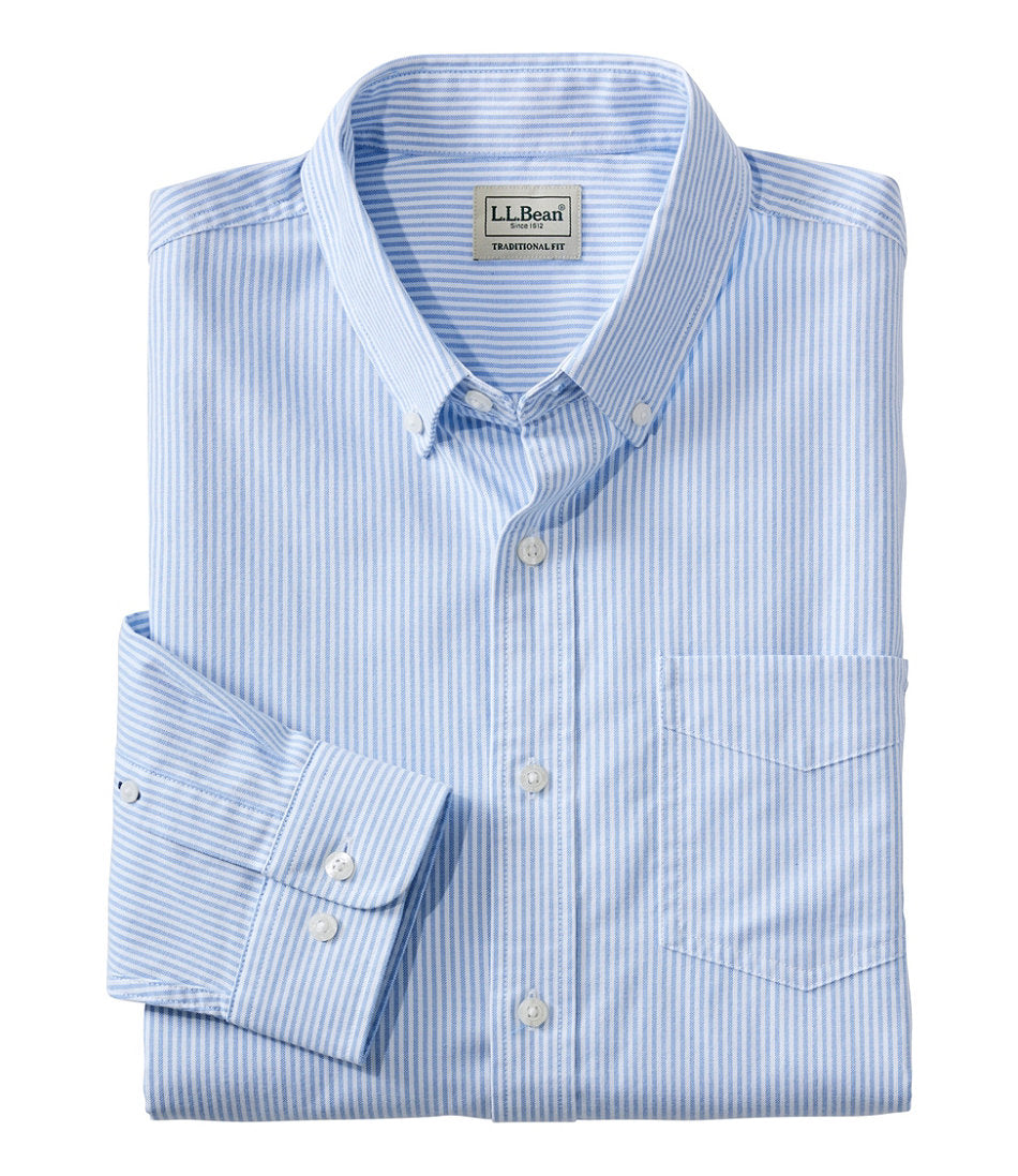 Men's Comfort Stretch Oxford Shirt, Slightly Fitted Untucked Fit, Stripe | L.L.Bean online