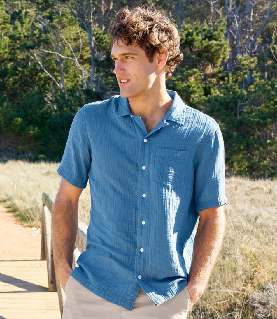 Men's Cloud Gauze Shirt, Short-Sleeve, Slightly Fitted Untucked Fit | L.L.Bean online