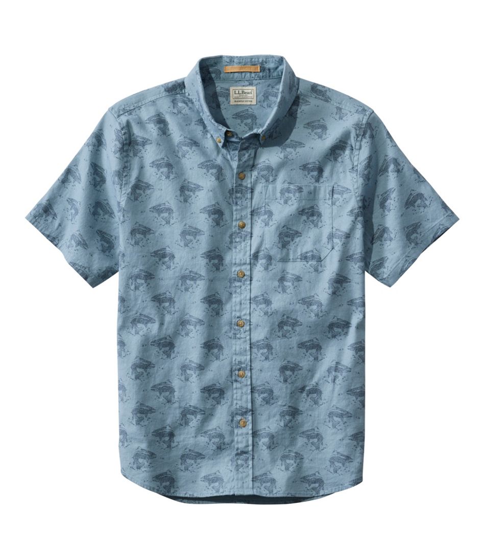 Men's Stonecoast Hemp Shirt, Short-Sleeve, Slightly Fitted Untucked Fit, Print | L.L.Bean sale