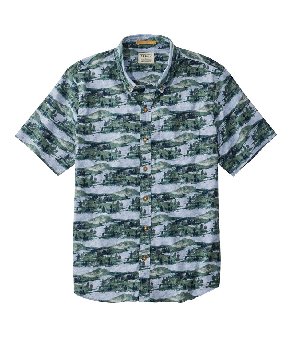Men's Stonecoast Hemp Shirt, Short-Sleeve, Slightly Fitted Untucked Fit, Print | L.L.Bean sale
