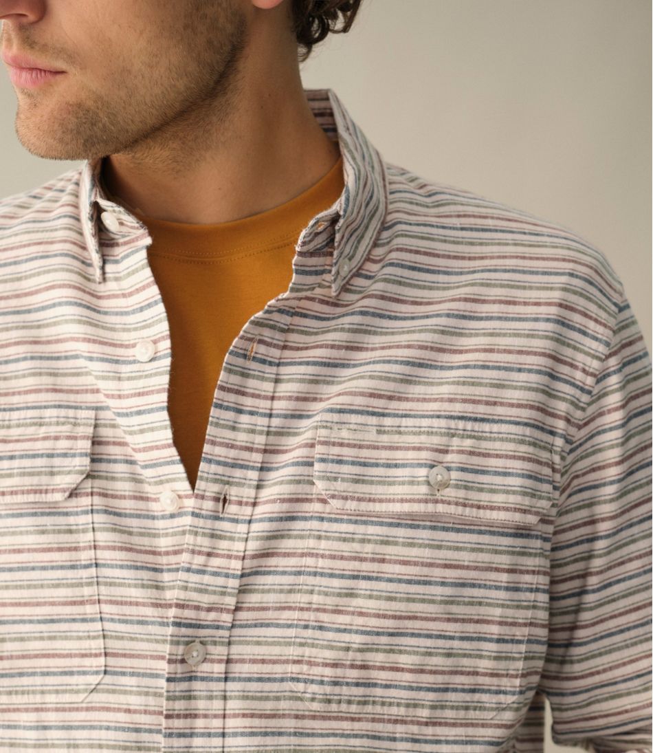 Men's Stonecoast Hemp Shirt, Long-Sleeve, Slightly Fitted Untucked Fit, Stripe | L.L.Bean for sale