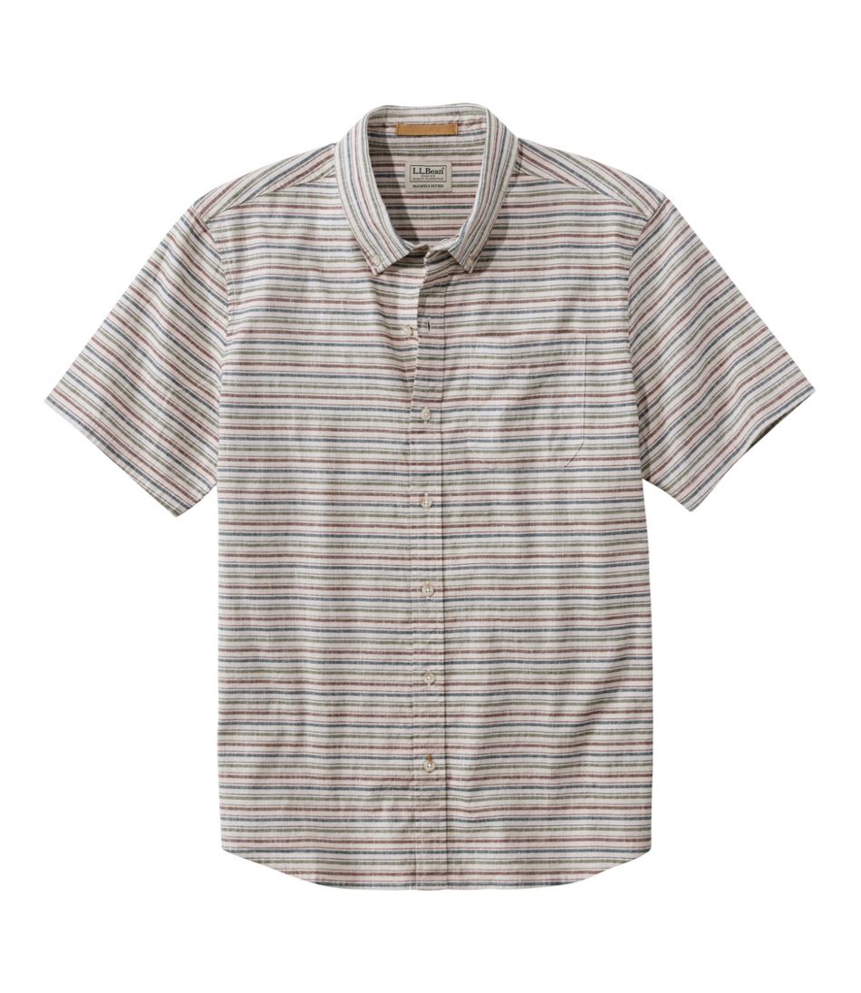 Men's Stonecoast Hemp Shirt, Short-Sleeve, Slightly Fitted Untucked Fit, Stripe | L.L.Bean discount