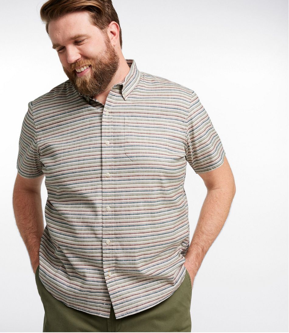 Men's Stonecoast Hemp Shirt, Short-Sleeve, Slightly Fitted Untucked Fit, Stripe | L.L.Bean discount
