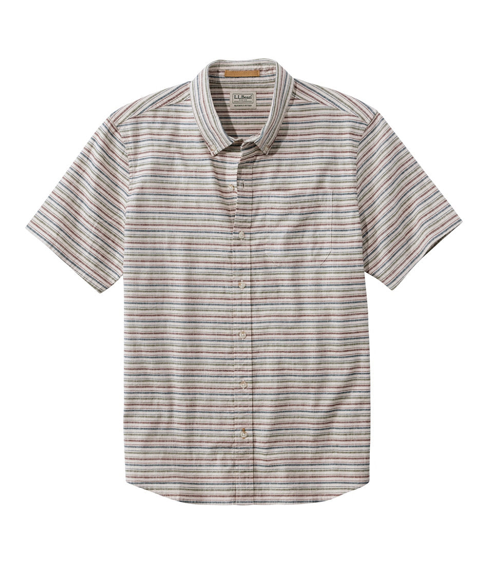 Men's Stonecoast Hemp Shirt, Short-Sleeve, Slightly Fitted Untucked Fit, Stripe | L.L.Bean discount