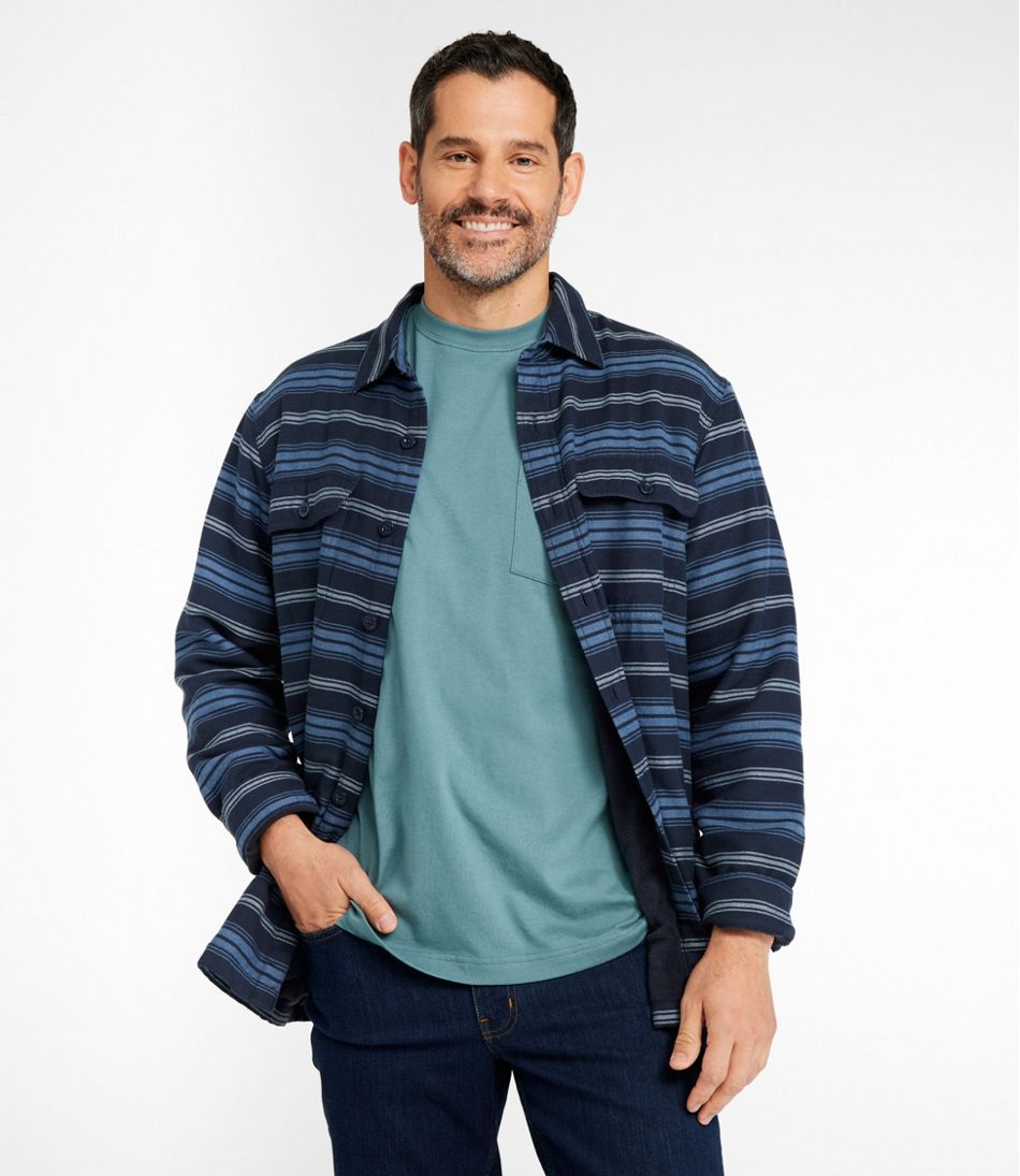 Men's Fleece-Lined Flannel Shirt, Traditional Fit, Stripe | L.L.Bean outlet