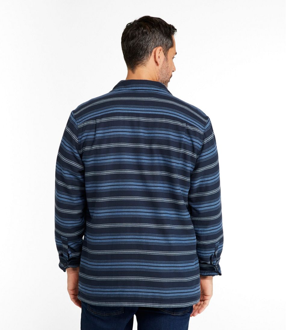 Men's Fleece-Lined Flannel Shirt, Traditional Fit, Stripe | L.L.Bean outlet